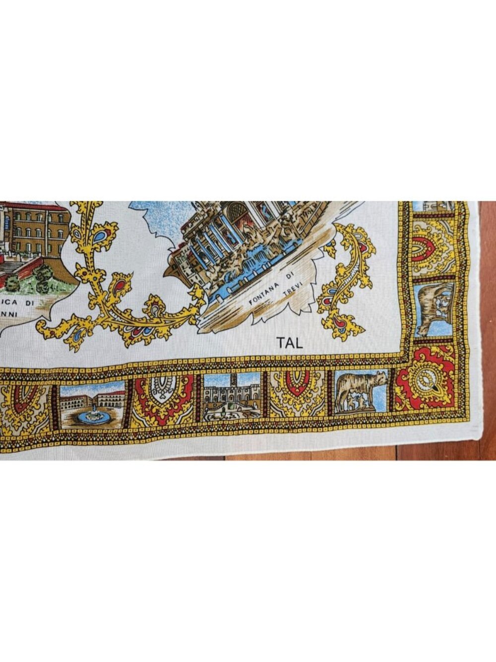 Vintage Roma Italy Scenic Square Scarf Made In Italy 100% Polyester Travel Print - Picture 4 of 9